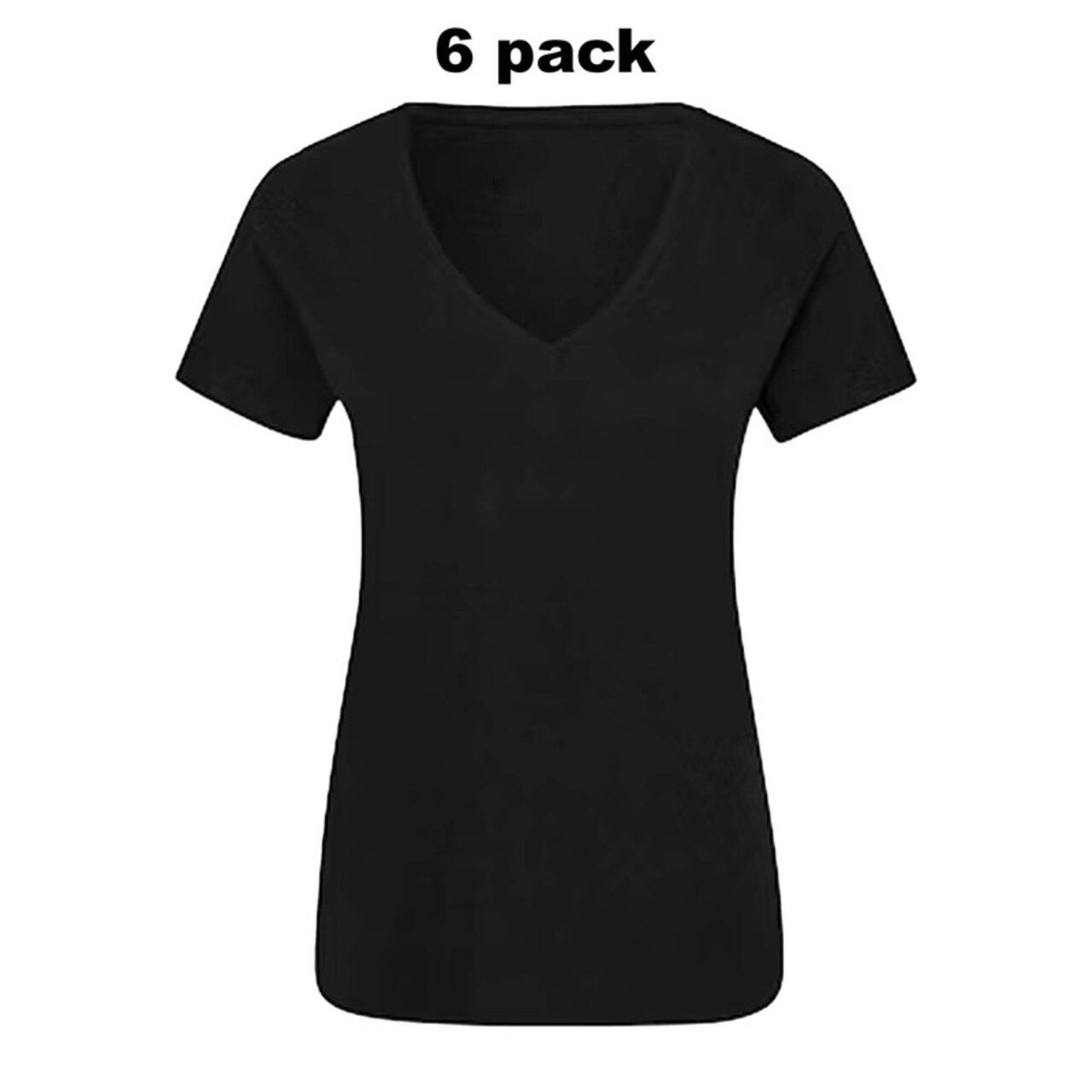 Pack Of 6 Sofra Ladies Classic Fit V-Neck Short Sleeve T-Shirt Trendy And Comfortable